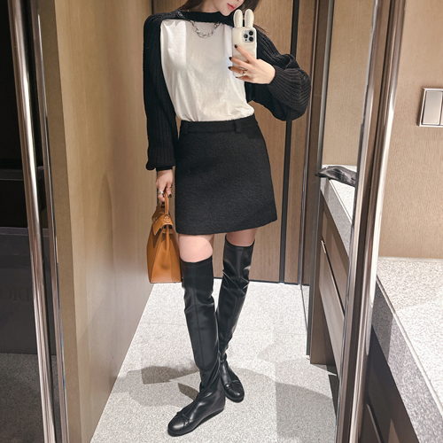 Bagel wool alpaca mini skirt