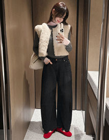 Pumpkin curved wide denim