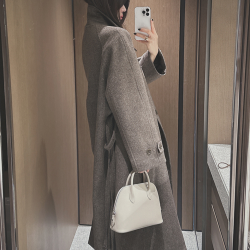 James belted balmacaan wool coat