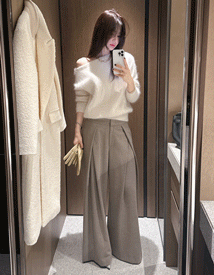 Powder double pin-tuck pants