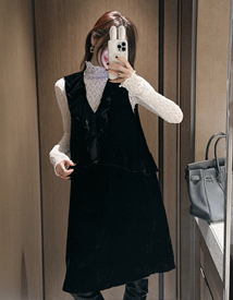 Maya velvet frill dress