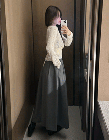 Nana wool banding long skirt