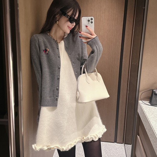 Hals round wool cardigan