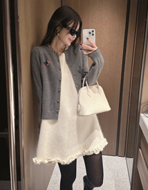 Hals round wool cardigan