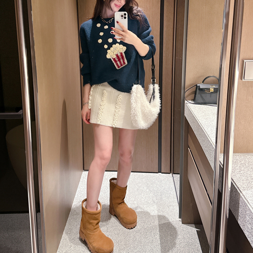 Kurs frill mini wool skirt