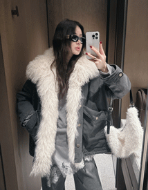 Duck down cotton fur jumper