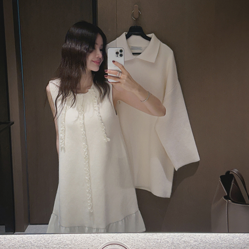 Rabbit fur frill dress