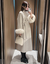 Sofia arm fur wool coat