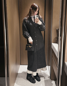 Roco button wool long dress