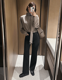 Town black slim cotton pants