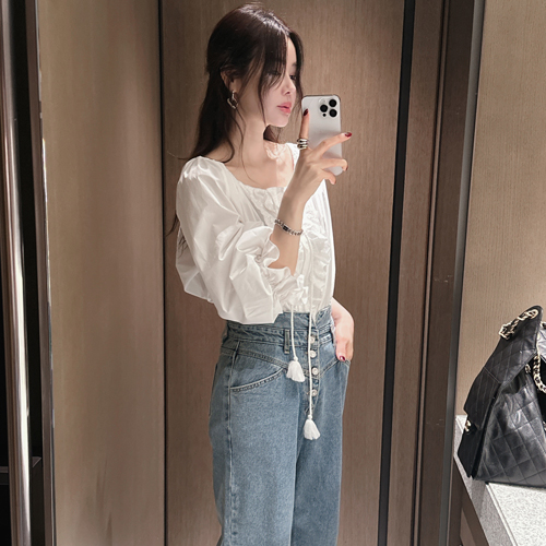 Tassel lace gimo blouse