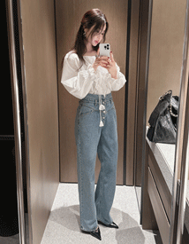 Five corset semi denim pants