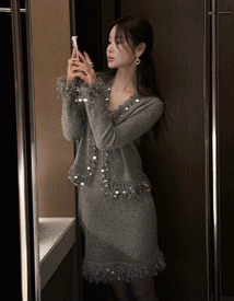 Rodin spangle wool cardigan (wool100%)