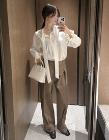 Calone tencel tie blouse