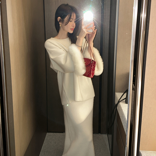 Moco arm fur wool knit