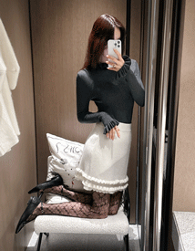 Musey slim-fit frill wool tee