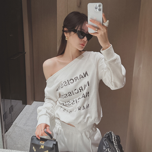 Lettering boat-neck mtm