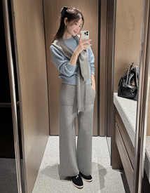 Flap yak wool knit pants