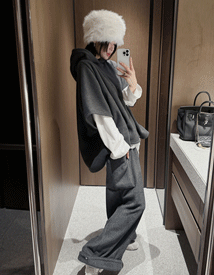 Fleece pocket wide pants