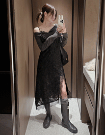 Crispy frill slip dress