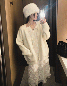 Brush alpaca wool cardigan