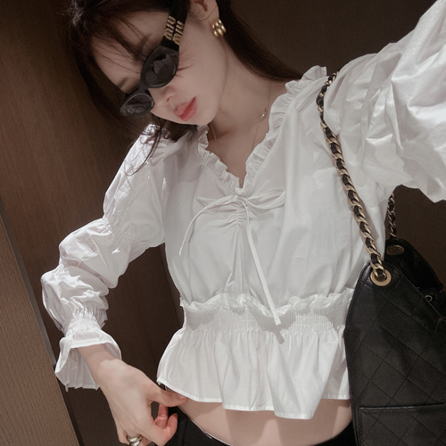 Pay smoke frill blouse