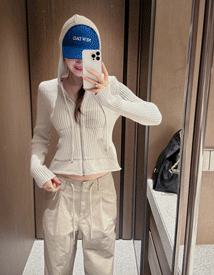 Mona hood knit zip-up