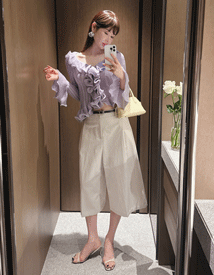 7-boo belt bermuda pants