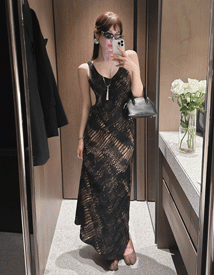Snake V-neck long dress