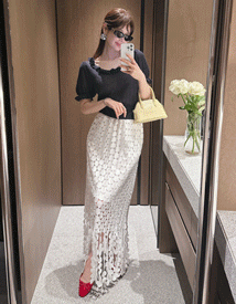 Circle long banding skirt