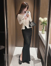 Brass maxi span skirt