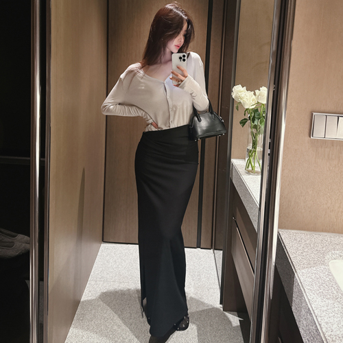 Brass maxi span skirt