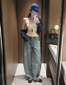 Hip beads balloon denim