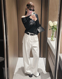 Zen stud belt cotton pants