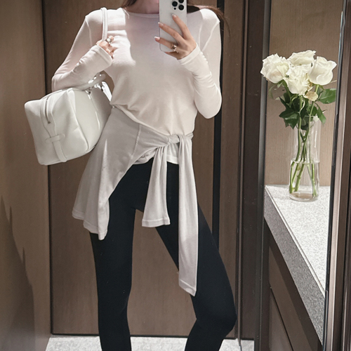 Shear back button tencel tee