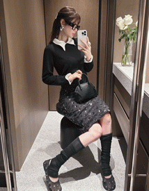 Retro dot collar knit