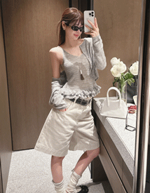 Soft frill sleeveless set cardigan