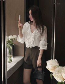 Emile linen ruffle blouse