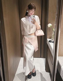 Lento shawl set crop shirt