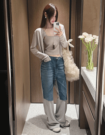 Around cotton denim pants