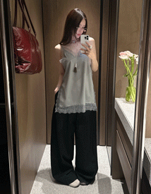 Boy-fit cotton belt pants