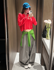 Boy-fit cotton belt pants