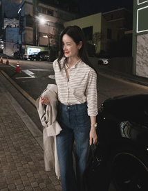 Vibe round stripe tee