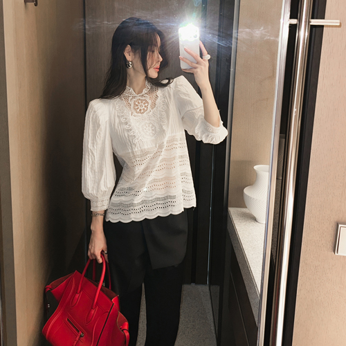 Curl chemi puff blouse