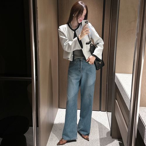 Rice cotton denim pants