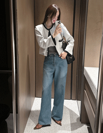 Rice cotton denim pants