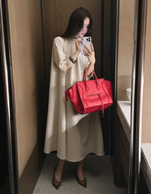 Low shirring long dress