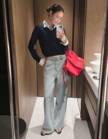 Noir straight denim pants