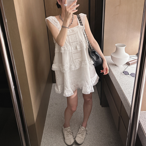 Clare ivory frill dress