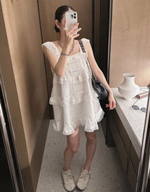 Clare ivory frill dress